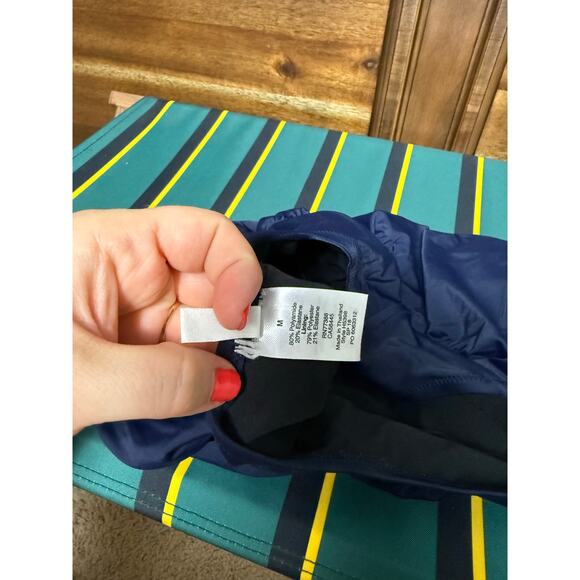 J. Crew Navy Blue Strapless Cinched Ruched One Piece swimsuit Classic Women's M - Picture 5 of 6